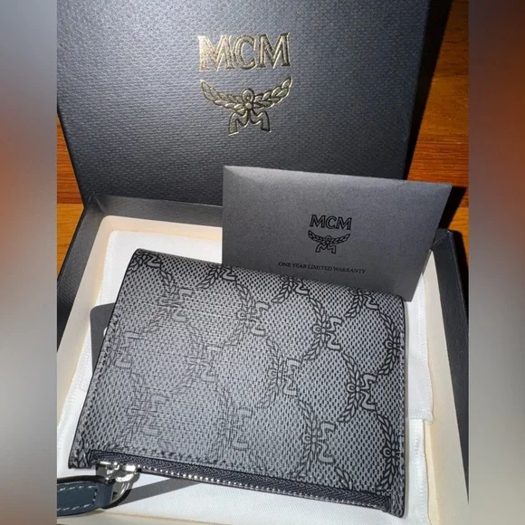 MCM Dark Grey Lauretos Himmel Bifold Wallet - NWT Full Inclusion - Picture 5 of 9